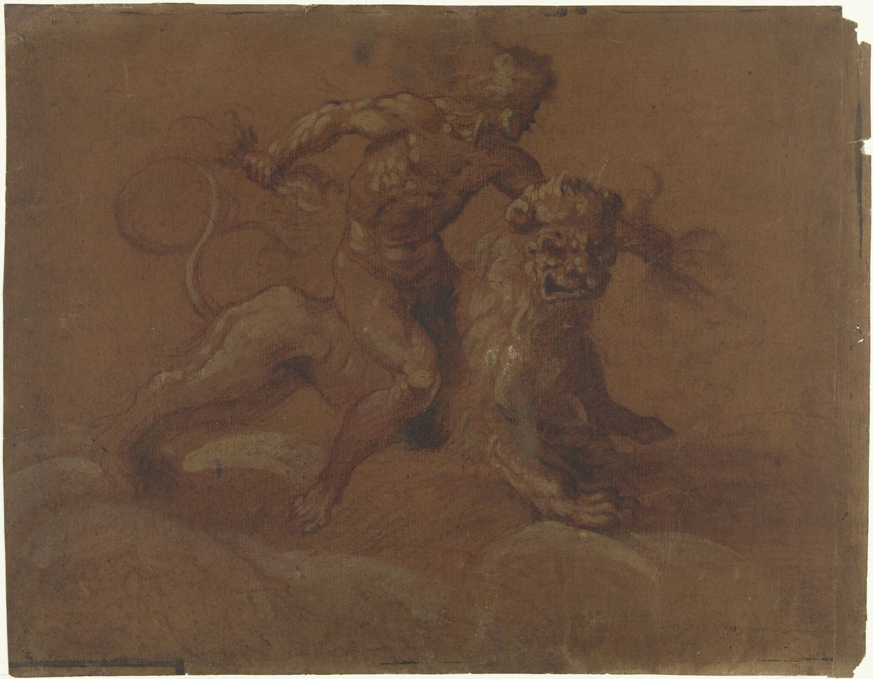 Jupiter assis sur un lion, sur des nuages - Anonymous
