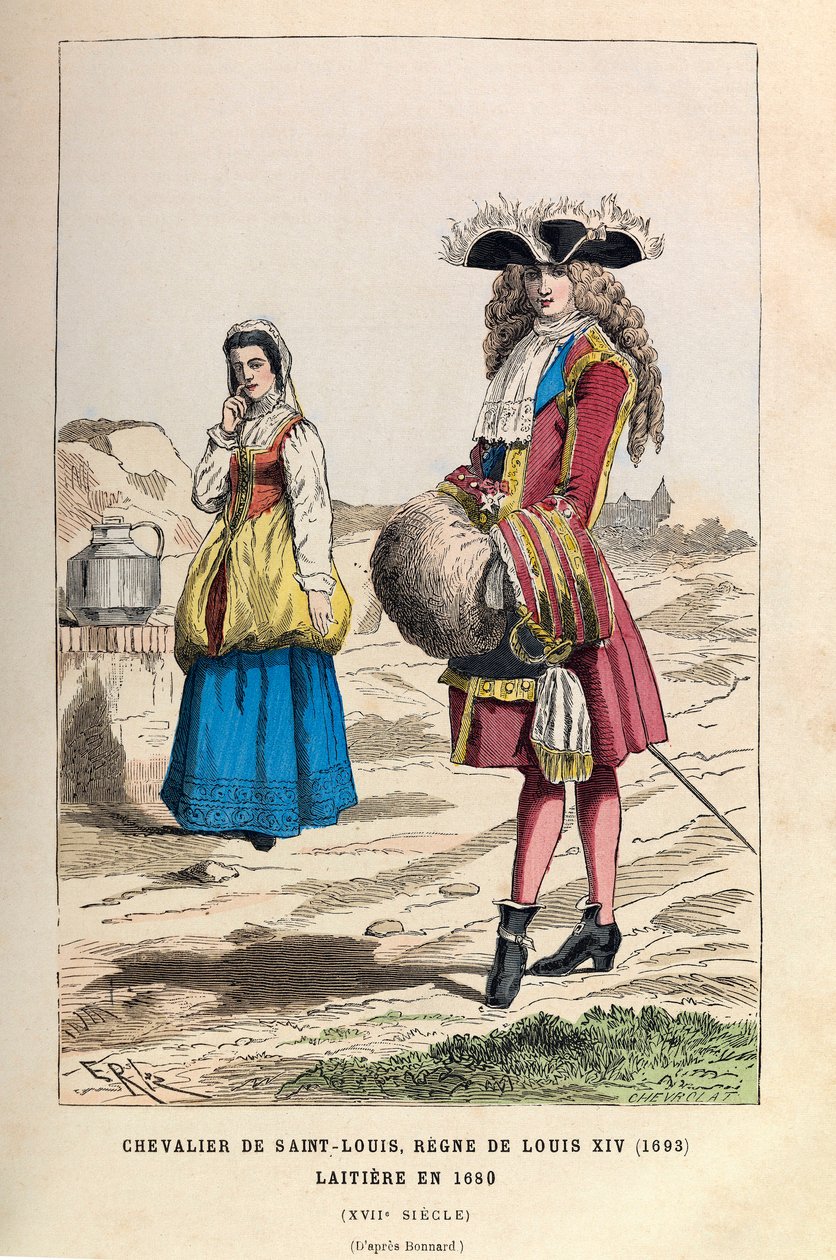 Un chevalier de Saint Louis (1693) et une laitière (1680) sous le règne de Louis XIV au 17ème siècle - Anonymous Anonymous