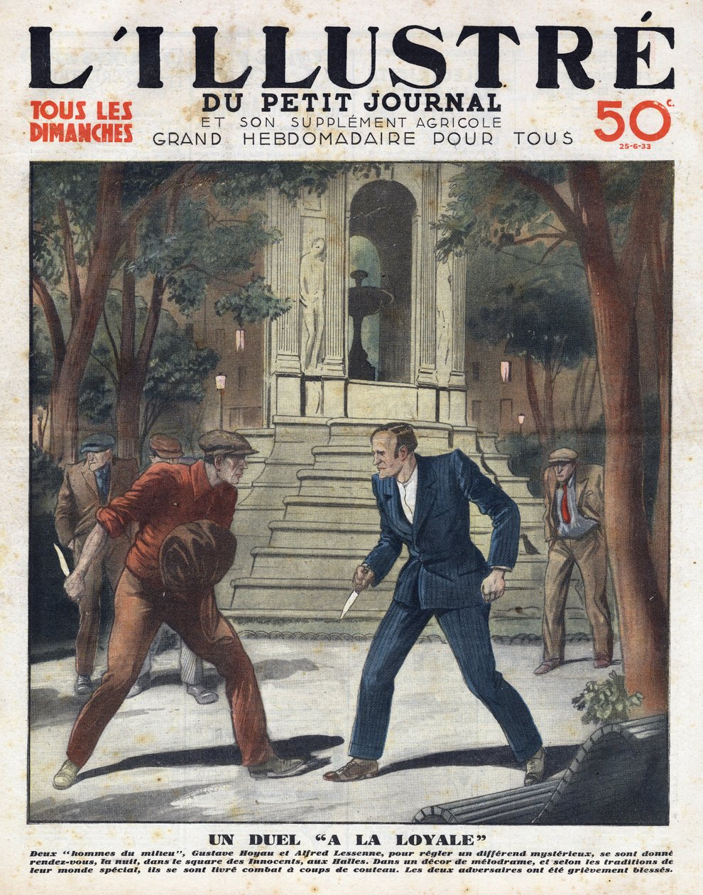 Un duel équitable : Gustave Hoyau et Alfred Lessene se sont rencontrés la nuit sur la place des Innocents aux Halles et se sont battus au couteau - Anonymous Anonymous