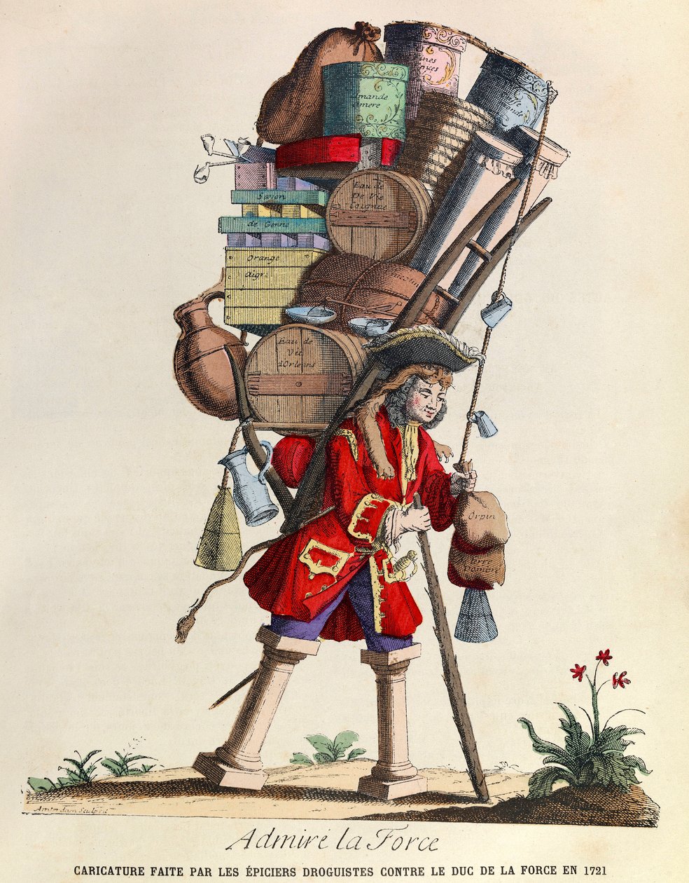 Admirez La Force Caricature faite par les apothicaires de Paris contre le duc de La Force en 1721 (règne du roi Louis XV) - Anonymous Anonymous