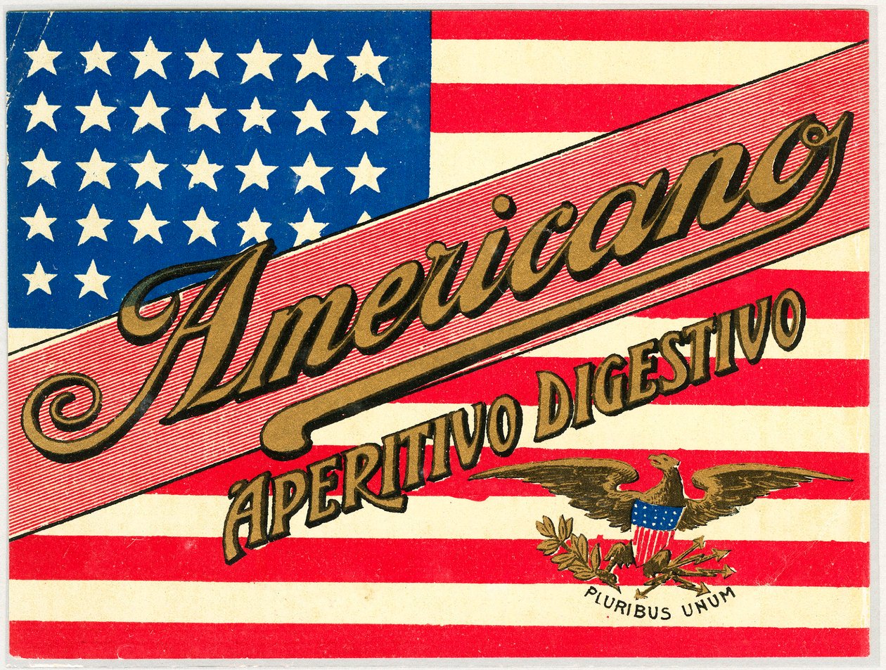 Publicité pour le short drink italien Americano, avec drapeau américain - Anonymous Anonymous