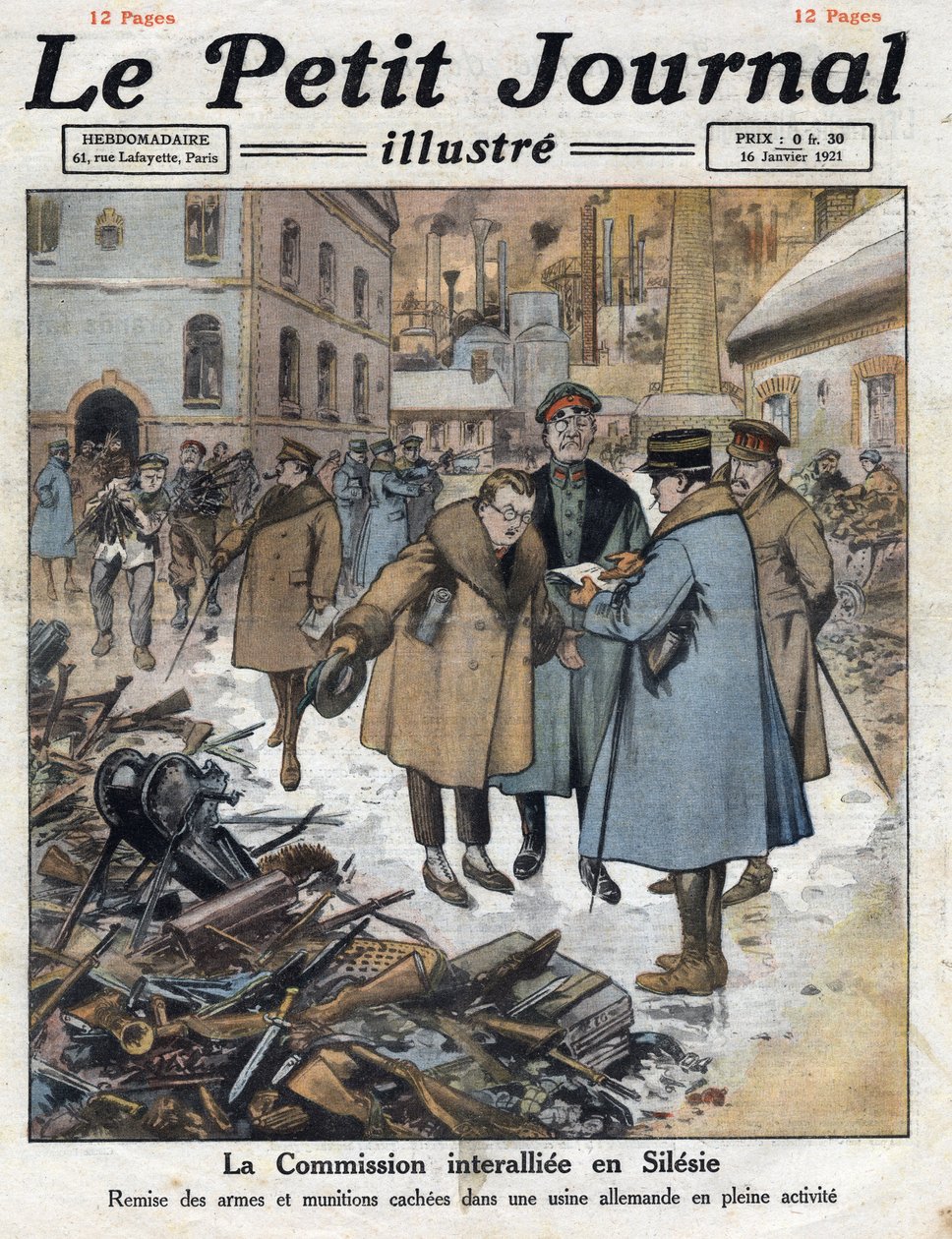 Après la guerre : Soulèvement en Haute-Silésie entre les communautés allemande et polonaise. La Commission interalliée intervient en Silésie et retire les armes des usines allemandes. Illustration tirée de « Le petit journal » - Anonymous Anonymous