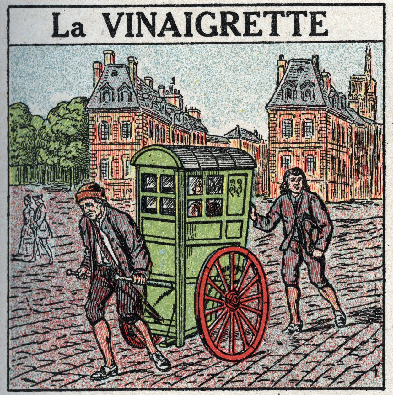 Traction animale : la chaise roulante ou « dressing » aux 17ème-18ème siècles. Illustration anonyme de 1925. Collection privée. - Anonymous Anonymous
