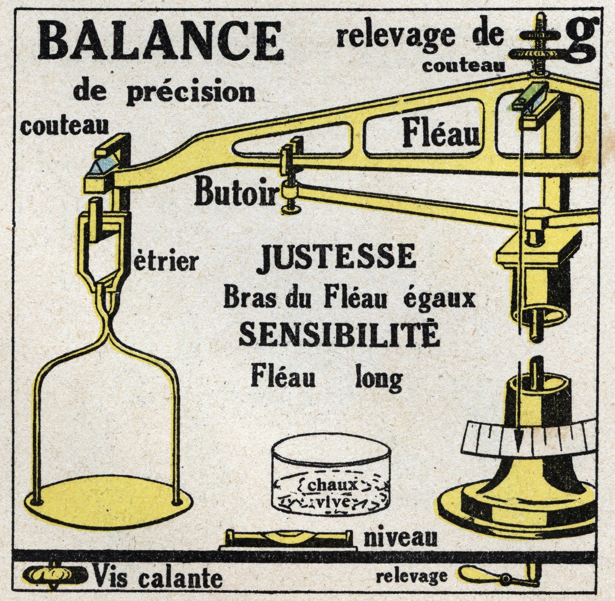 Équilibre des solides : balances. Illustration anonyme de 1925. Collection privée. - Anonymous Anonymous
