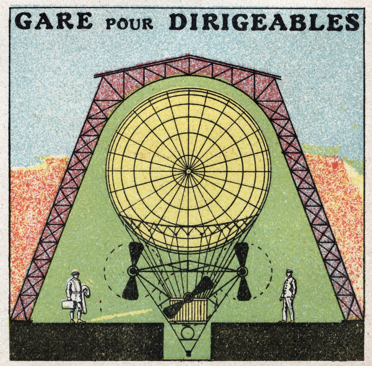 Ballons : station pour dirigeables. Illustration anonyme de 1925. Collection privée. - Anonymous Anonymous