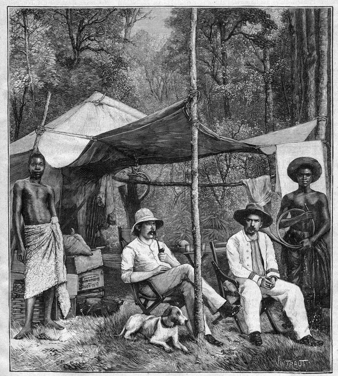 Camp de la mission dirigée par le capitaine Binger à Afforenou (Côte d