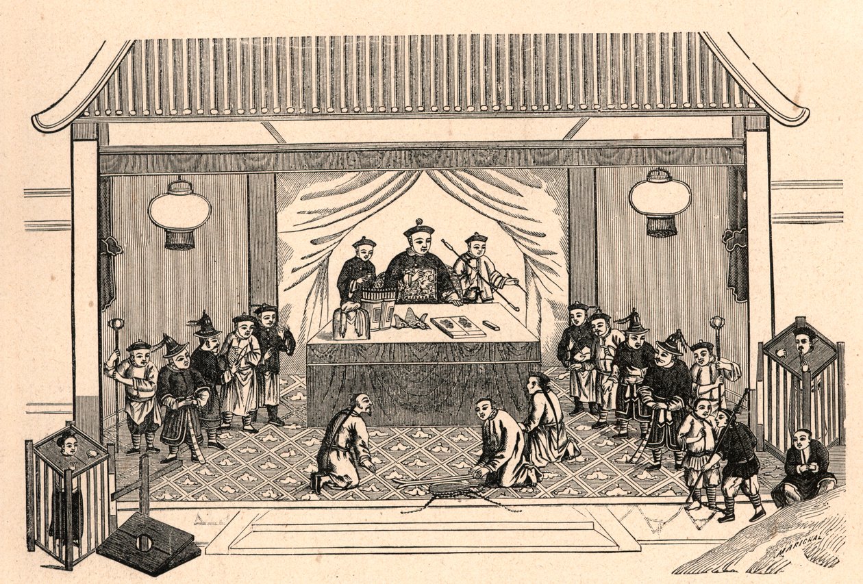 Persécution chrétienne : préparatifs pour le martyre du prêtre missionnaire français Auguste Chapdelaine (1814-1856) à Sy-lin-hien en Chine le 27 février. - Anonymous Anonymous