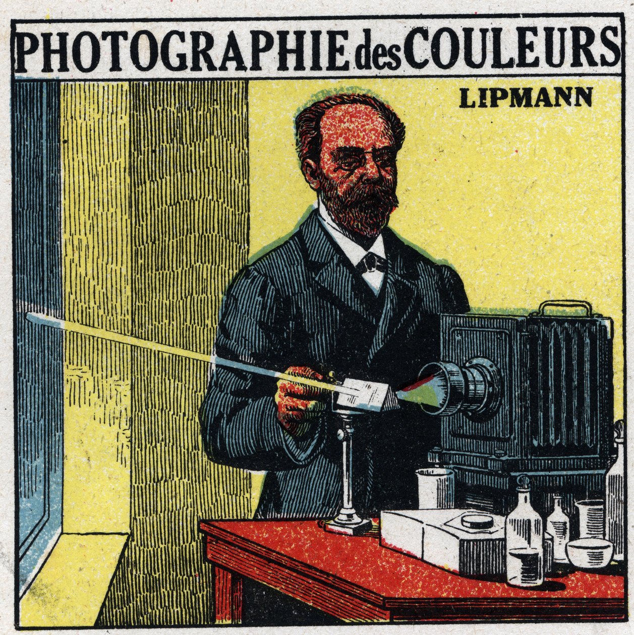 Photographie en couleur: le procédé inventé par Gabriel Lippmann (1845-1921) en 1891. Illustration anonyme de 1925. Collection privée. - Anonymous Anonymous