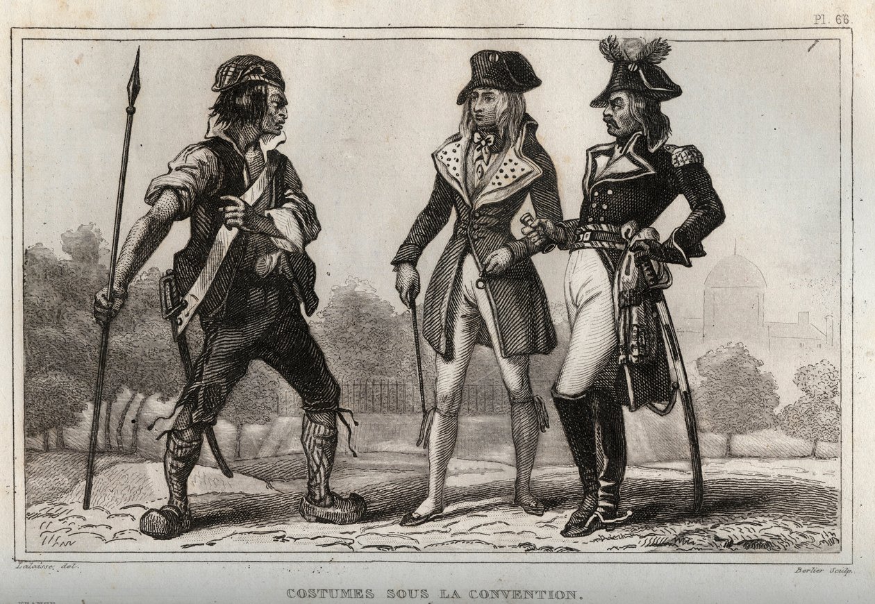 Costumes sous la Convention. Gravure de 1859 dans « Le Monde. Histoire de tous les peuples depuis les temps les plus reculés jusqu