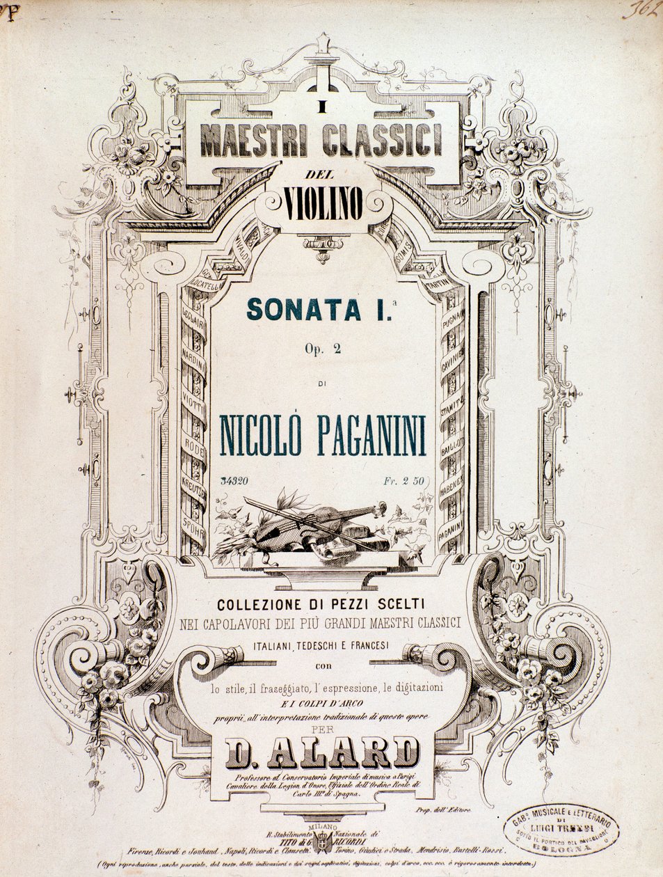 Couverture de la partition musicale de la Sonate 1, op 2 par N Paganini - Anonymous Anonymous
