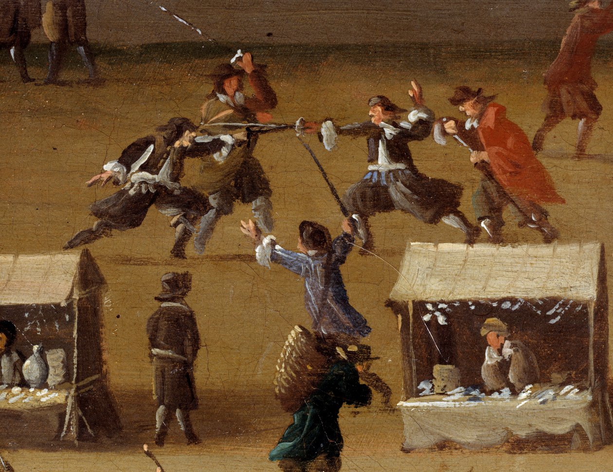Scène de duel au Pont Neuf à Paris au XVIIe siècle (détail) - Anonymous Anonymous