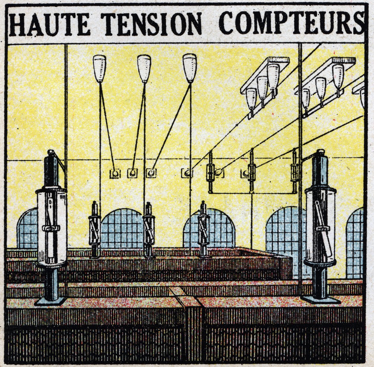 Lignes électriques : compteurs haute tension. Illustration anonyme de 1925. Collection privée. - Anonymous Anonymous