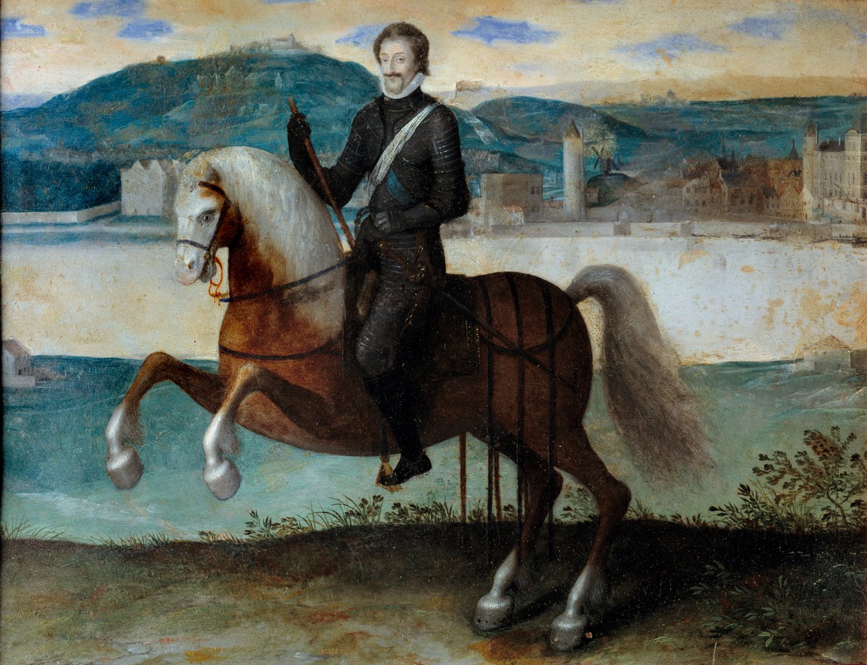 Portrait équestre de Henri IV (1553-1610) devant Paris (1594) - Anonymous Anonymous