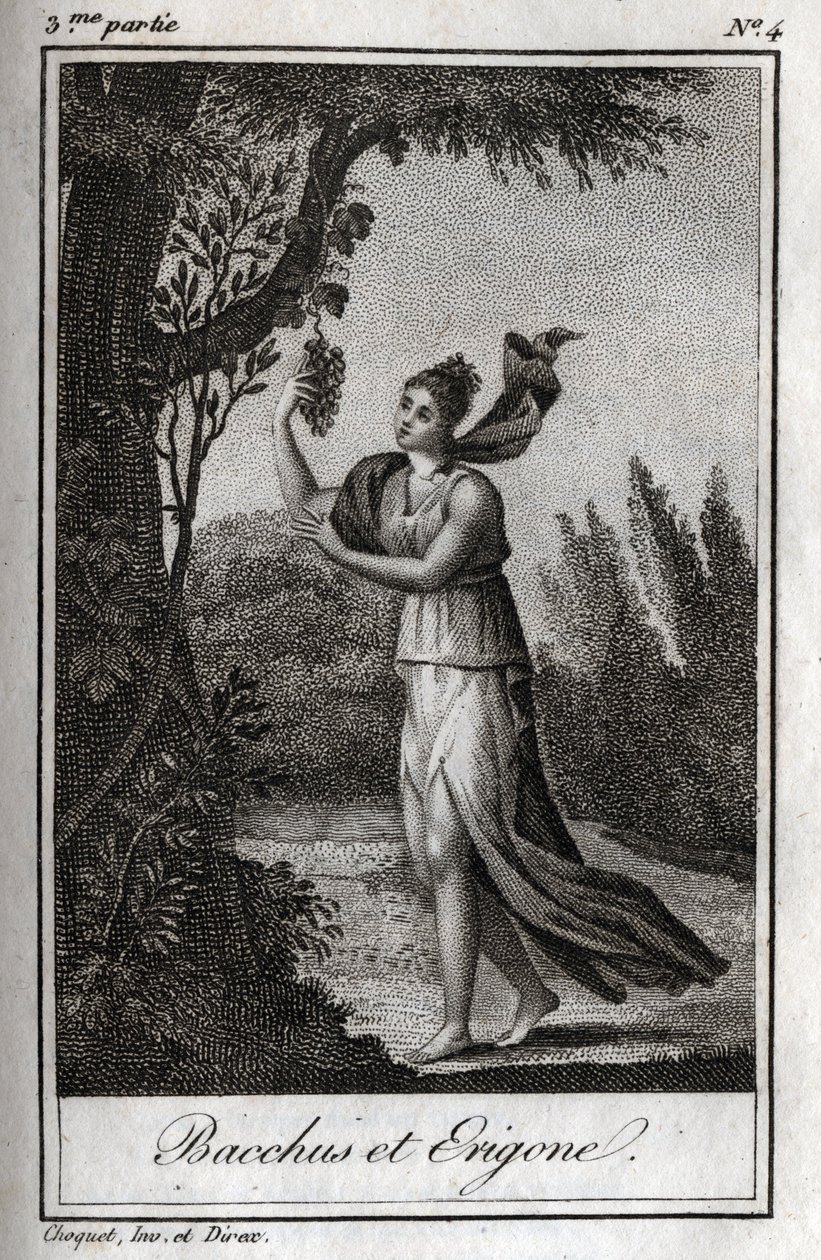 Érigo et Bacchus, gravure de 1819 dans « Lettres à Émilie sur la mythologie » par Charles Albert Demoustier (1760-1801). Collection privée - Anonymous Anonymous