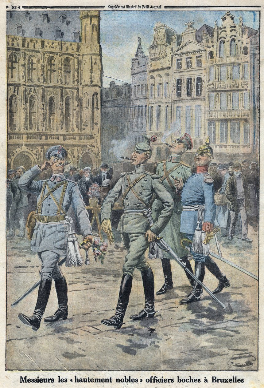 Première Guerre mondiale 1914-1918. Les officiers allemands à Bruxelles représentés comme des 