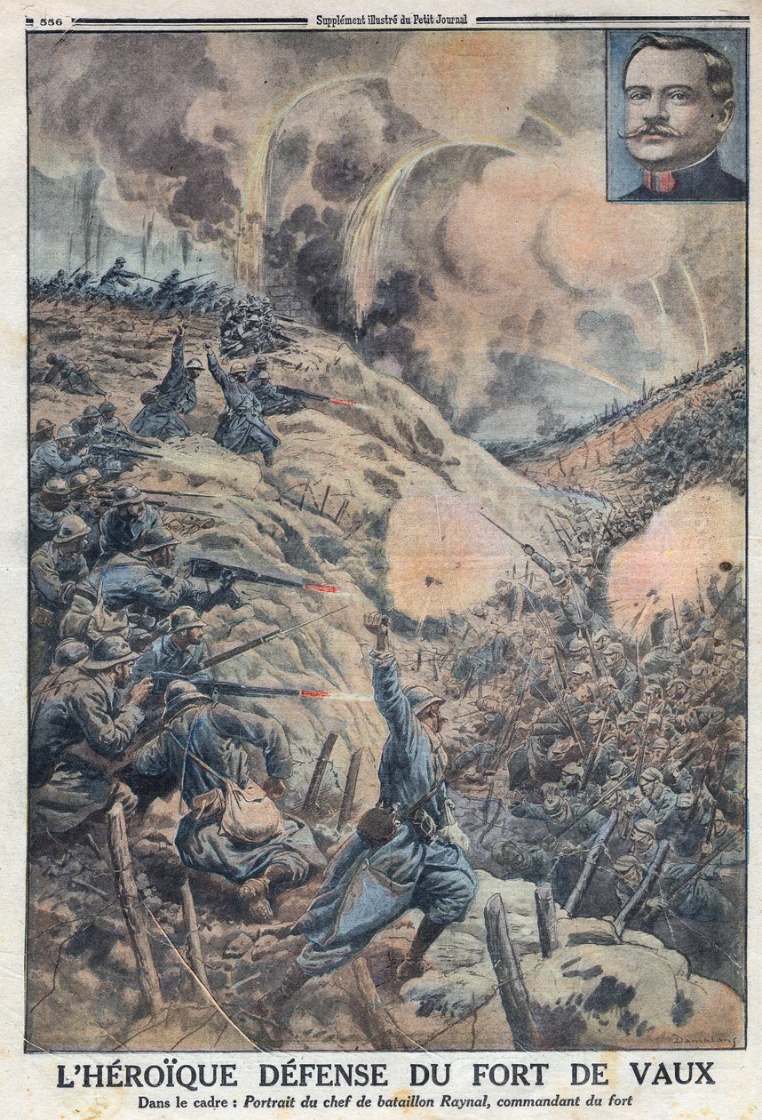 Première Guerre mondiale 1914-1918. La défense héroïque du Fort de Vaux avec son chef de bataillon Sylvain Eugène Raynal (1867-1939). Dans "Le Petit Journal" - Anonymous Anonymous
