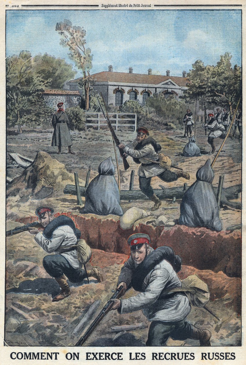 Première Guerre mondiale 1914-1918. Entraînement des jeunes soldats recrutés par l