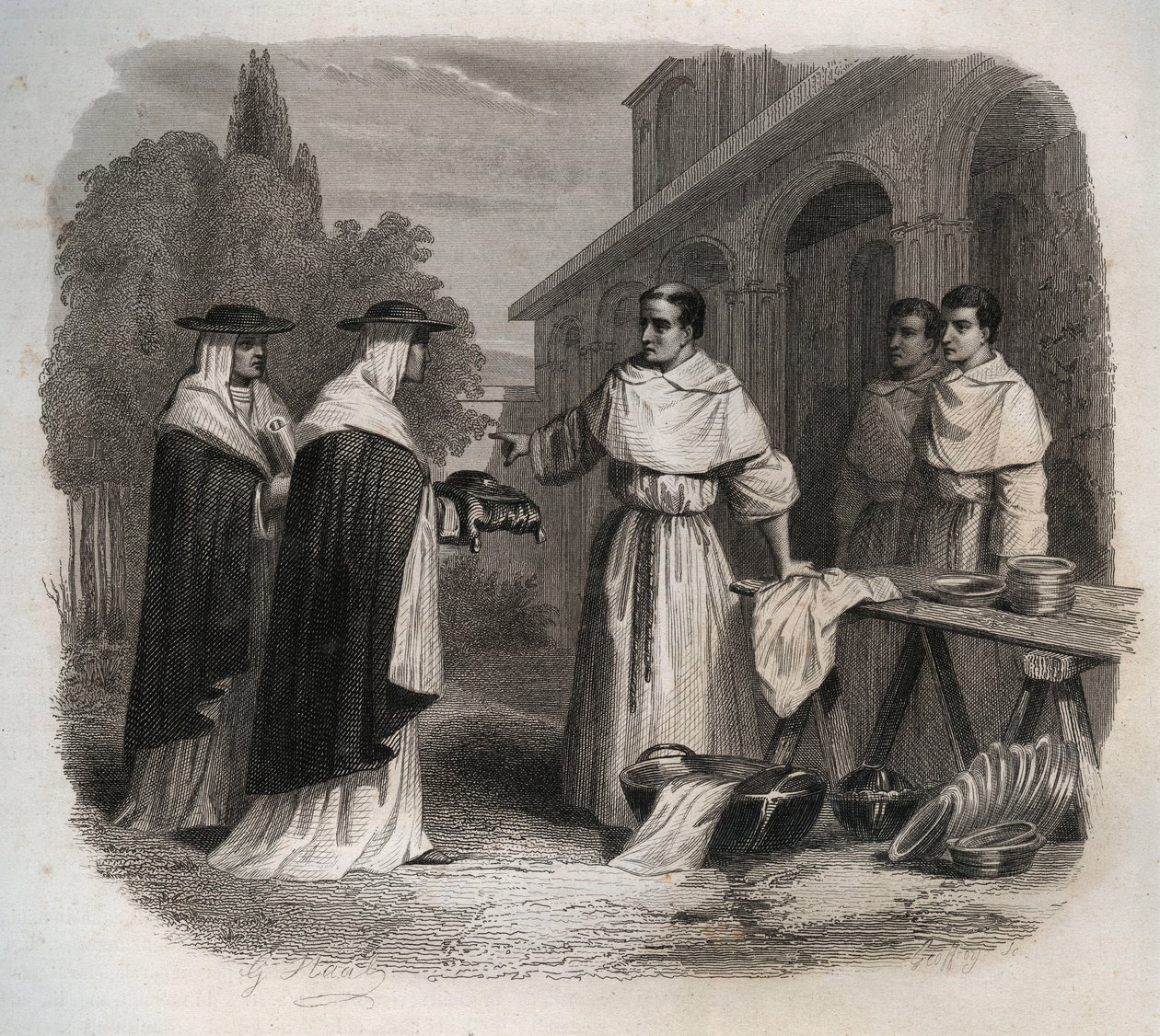 Giovanni da Fidanza connu sous le nom de Bonaventure (vers 1217-1274) (Saint Bonaventure) reçoit le chapeau de cardinal. Gravure de 1846 dans « Vies des saints ». Collection privée. - Anonymous Anonymous