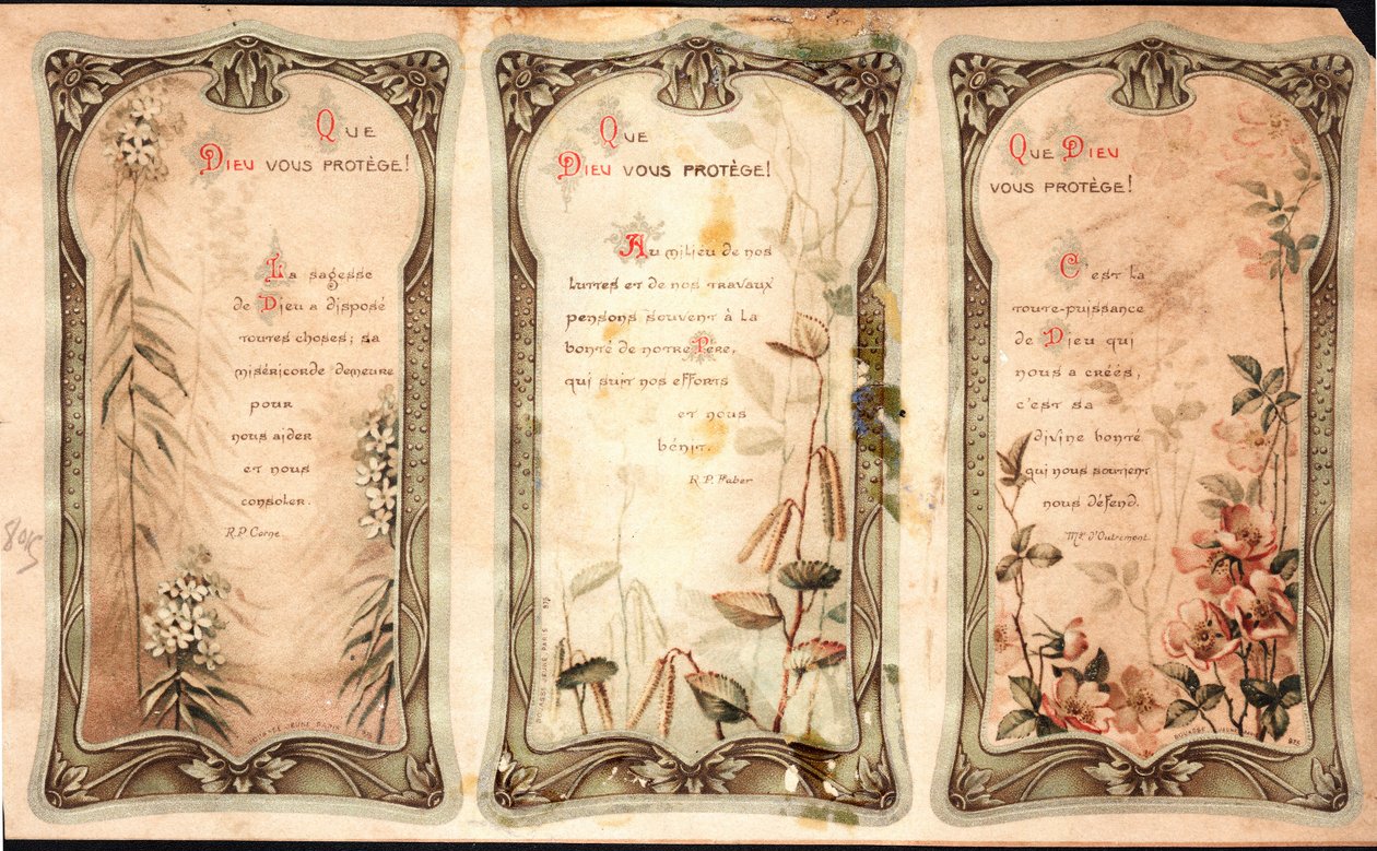 Dieu vous protège. Prières. Image pieuse. Carte postale. Début du 20e siècle. Collection privée - Anonymous Anonymous