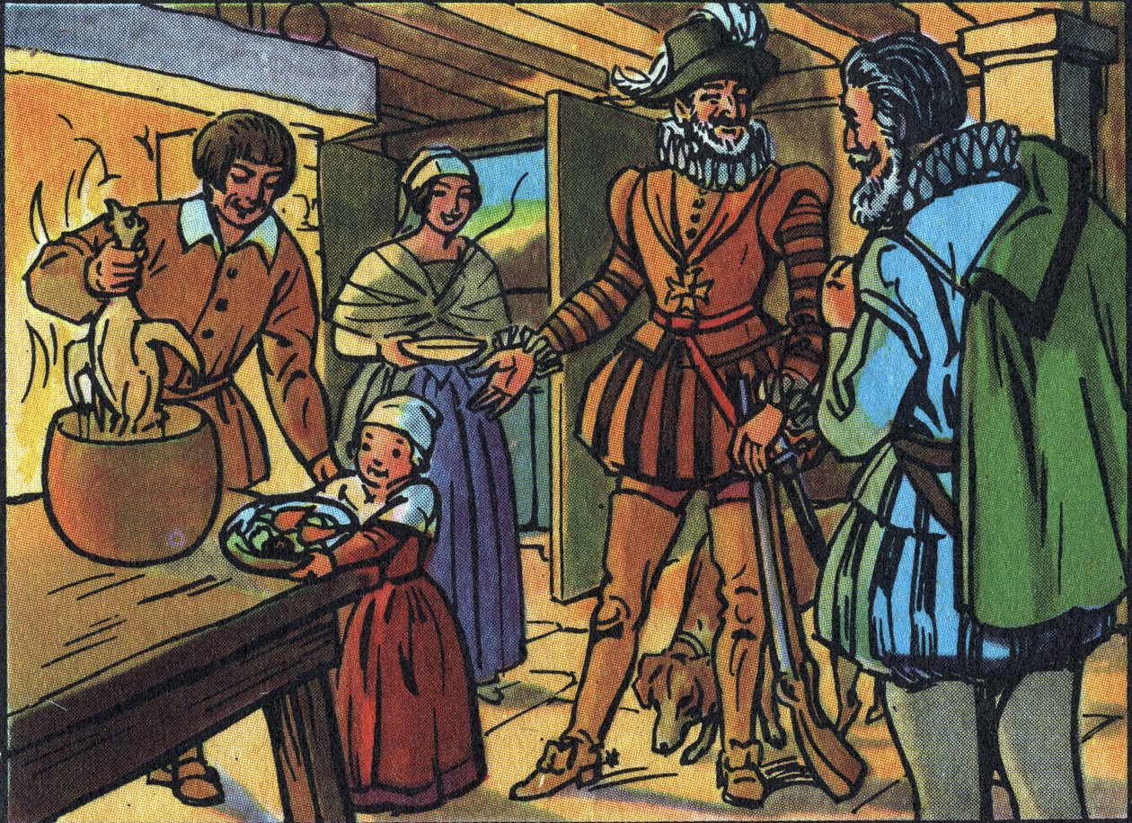 Henri IV et la poule au pot. Illustration anonyme dans « Collection des souverains et chefs d