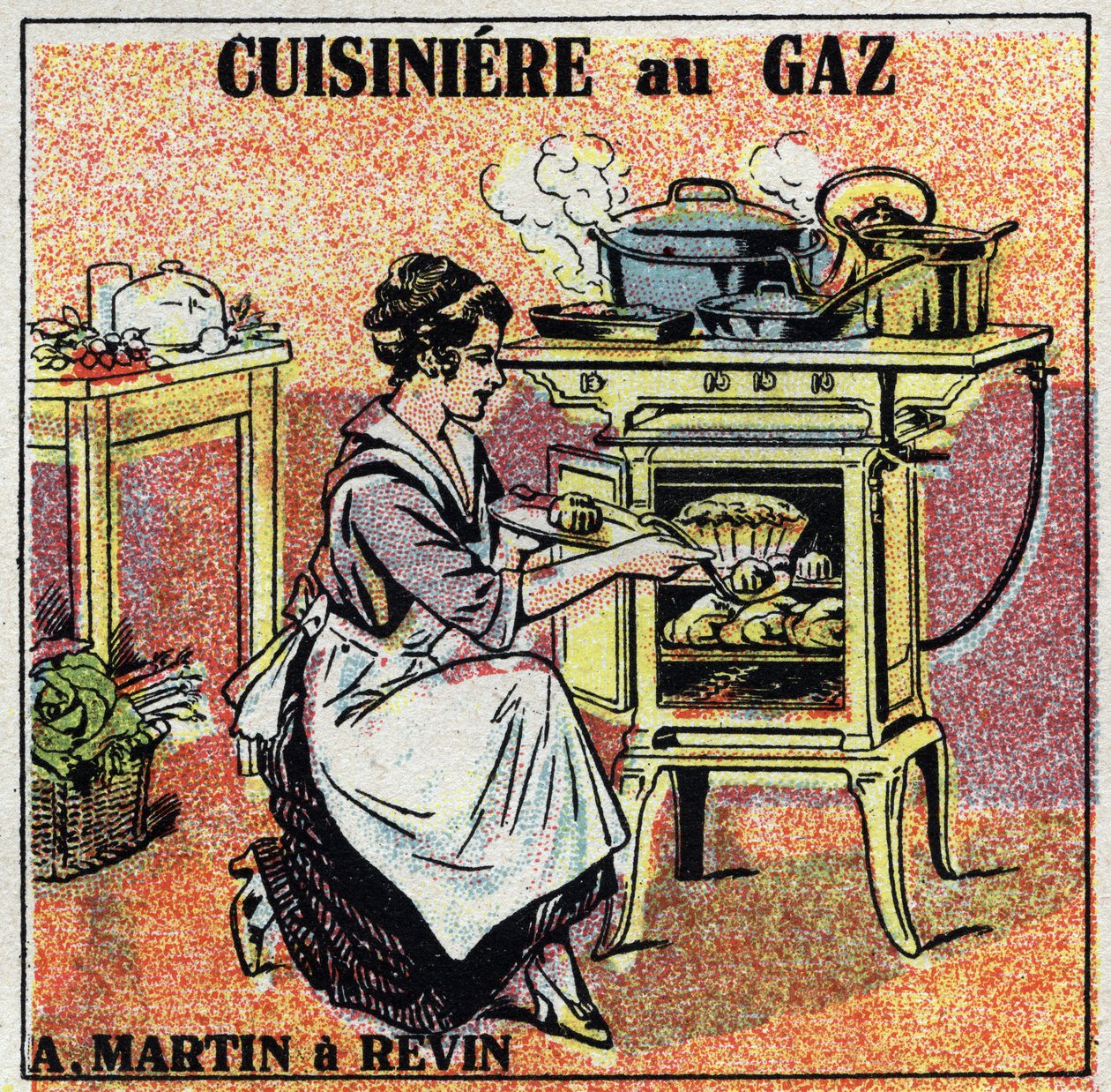 Chauffage domestique : poêle à gaz Arthur Martin. Illustration anonyme de 1925. Collection privée. - Anonymous Anonymous