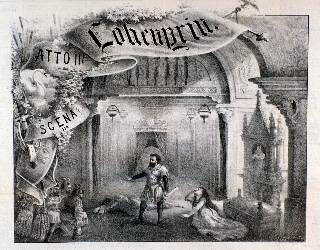 Illustration pour la scène 2, acte III de Lohengrin, opéra de Wagner - Anonymous Anonymous