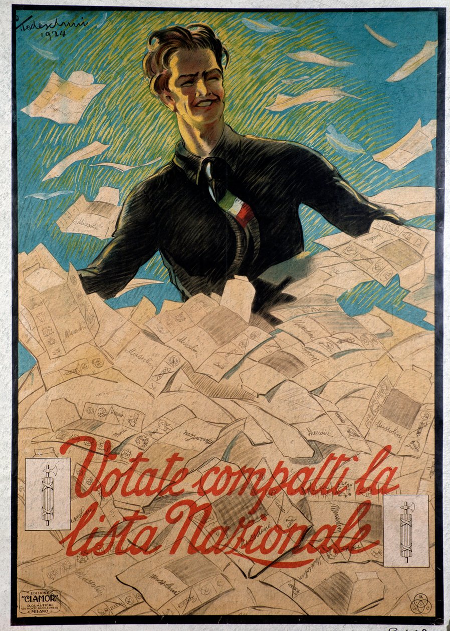 Affiche de propagande italienne exhortant le peuple italien à choisir la liste nationale de Benito Mussolini - Anonymous Anonymous