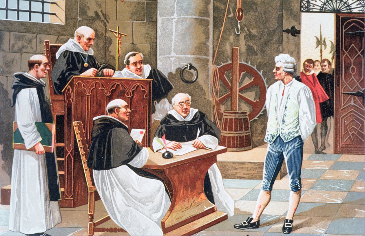 Jugement au tribunal de Genève du théologien espagnol Miguel Serveto, le condamnant à être brûlé vif pour hérésie en 1553 - Anonymous Anonymous