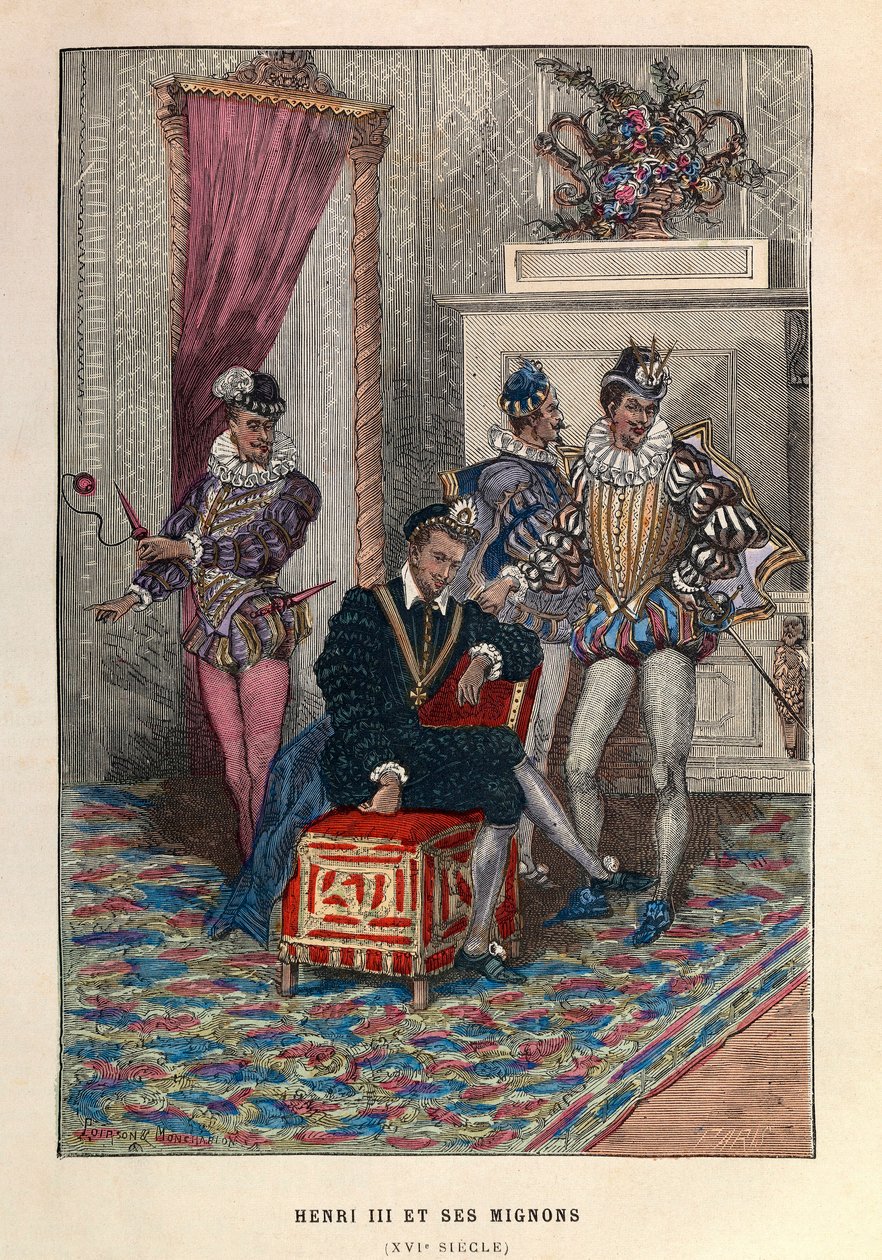 Le roi Henri III (1551 - 1589) et ses mignons - Le roi Henri III de France et ses favoris (16e siècle, collection privée) - Anonymous Anonymous