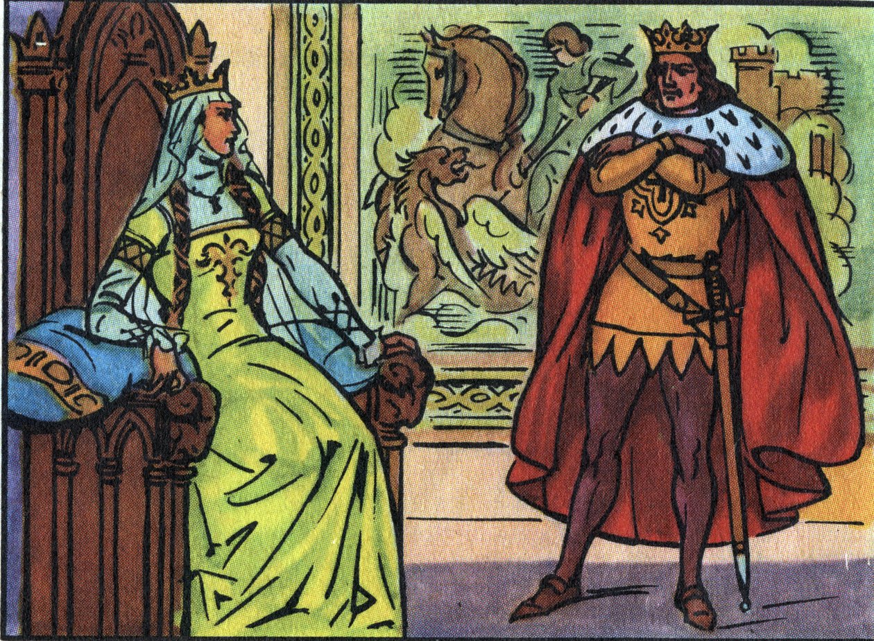 Roi de France Louis X le Hutin (1289-1316) avec Marguerite de Bourgogne (1290-1315). Illustration anonyme dans « Collection des souverains et chefs d