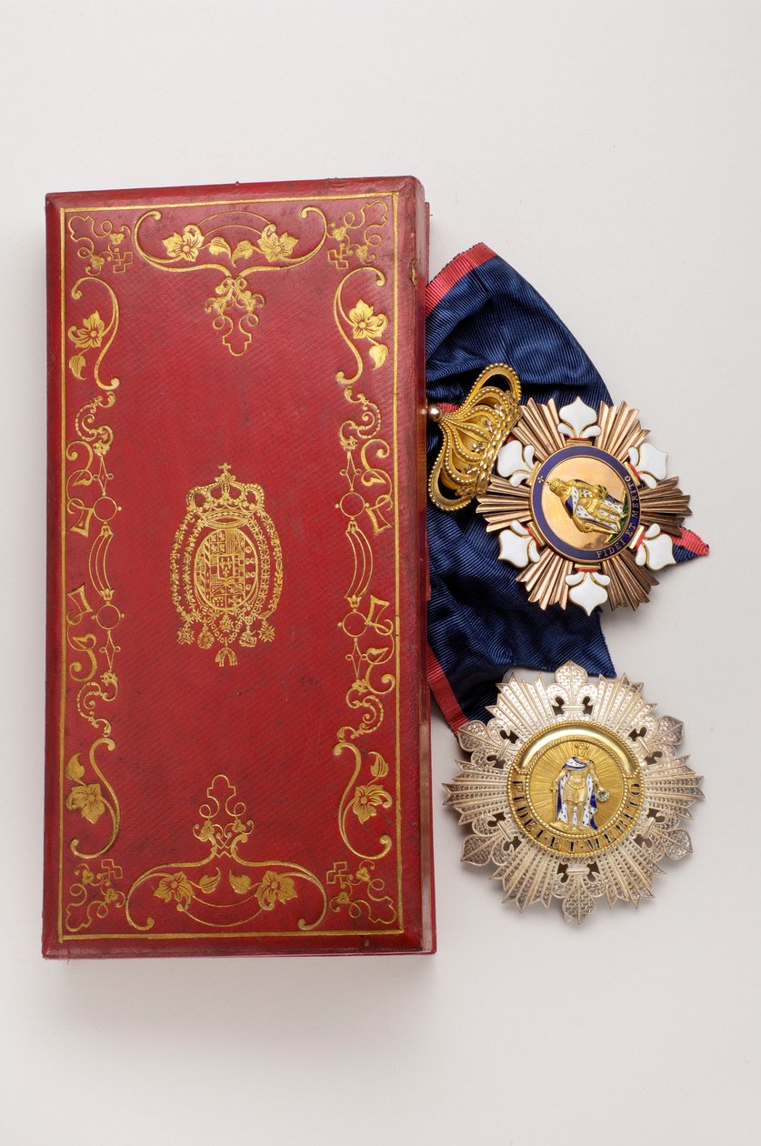 Royaume des Deux-Siciles - Ordre de Saint Ferdinand et du Mérite: insignes de chevalier grand-croix appartenant à un membre de la Maison Grand-Ducale de Bade - Milieu du XIXe siècle - Or, argent et émaux; boîte à armes du Royaume des Deux-Siciles - Anonymous Anonymous