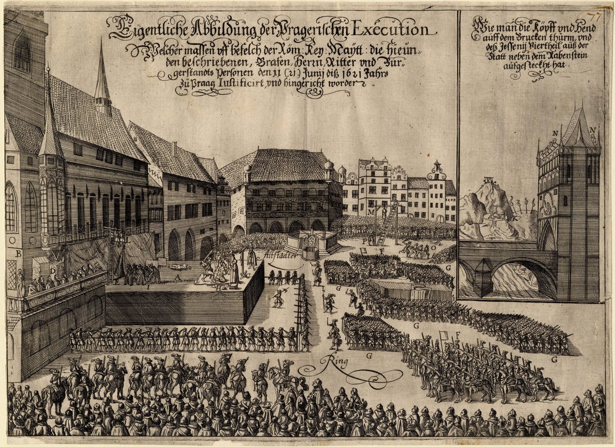 La Guerre de Trente Ans - Exécution de 27 seigneurs protestants sur la place de la Vieille Ville de Prague, le 21 juin 1621 - Anonymous Anonymous