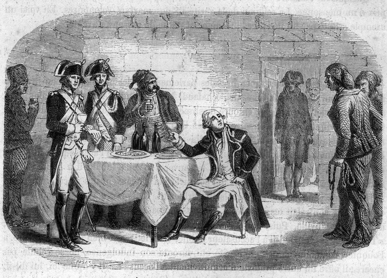 Dernier moment du duc Armand Louis de Gontaut de Biron, général en chef des armées du Rhin et du Var; mort en 1793 - Gravure dans « Histoire des Girondins » par Alphonse de Lamartine (1790-1869) 1865-1866. Collection privée - Anonymous Anonymous