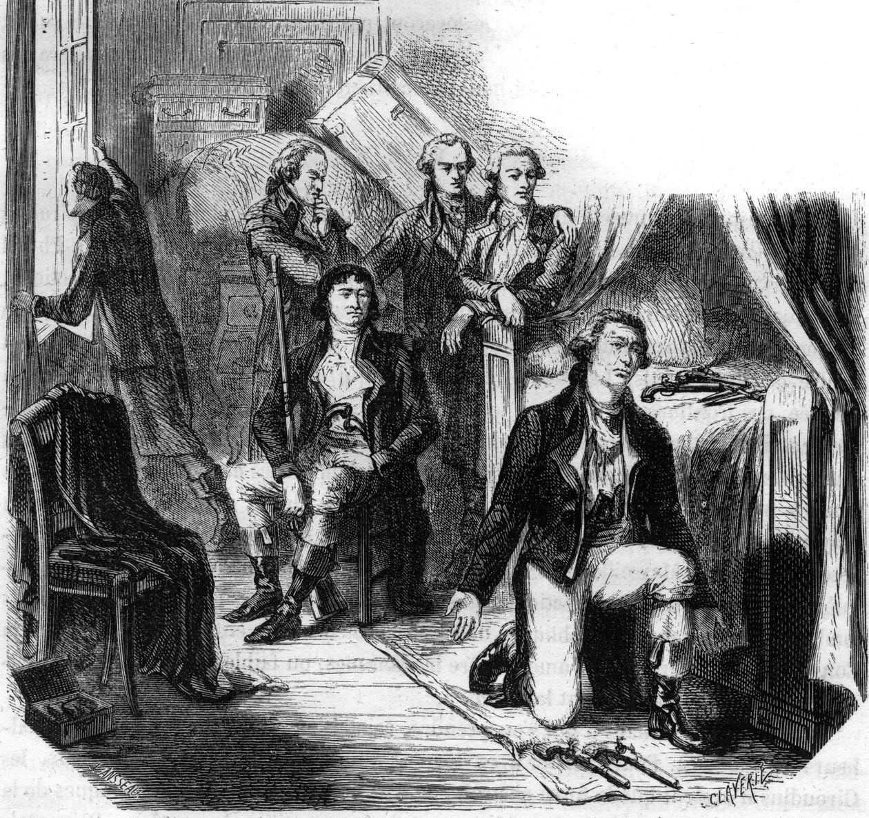Les Girondins dans la nuit du 31 mai 1793 (la chute des Girondins) - Gravure dans « Histoire des Girondins » par Alphonse de Lamartine (1790-1869) 1865-1866 - Collection privée - Anonymous Anonymous