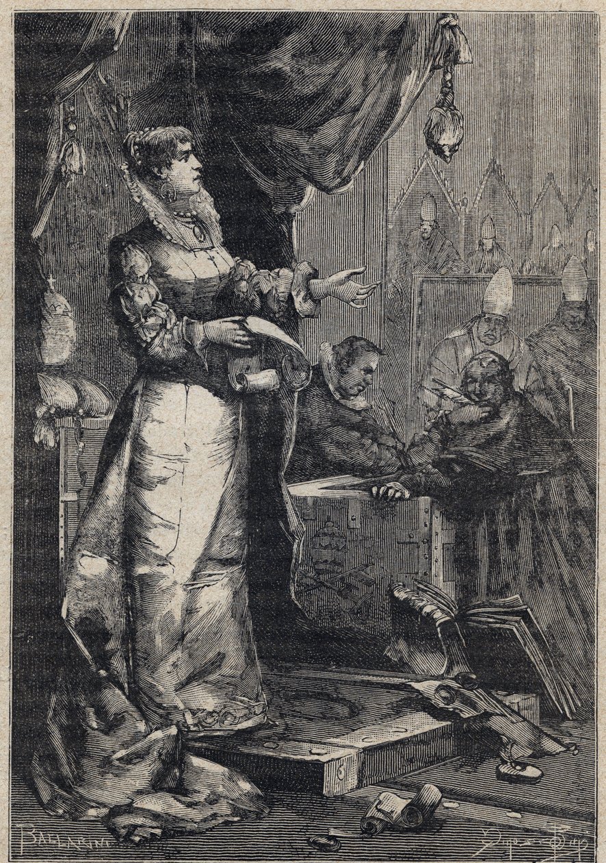Lucrezia Borgia au Vatican - gravure de 