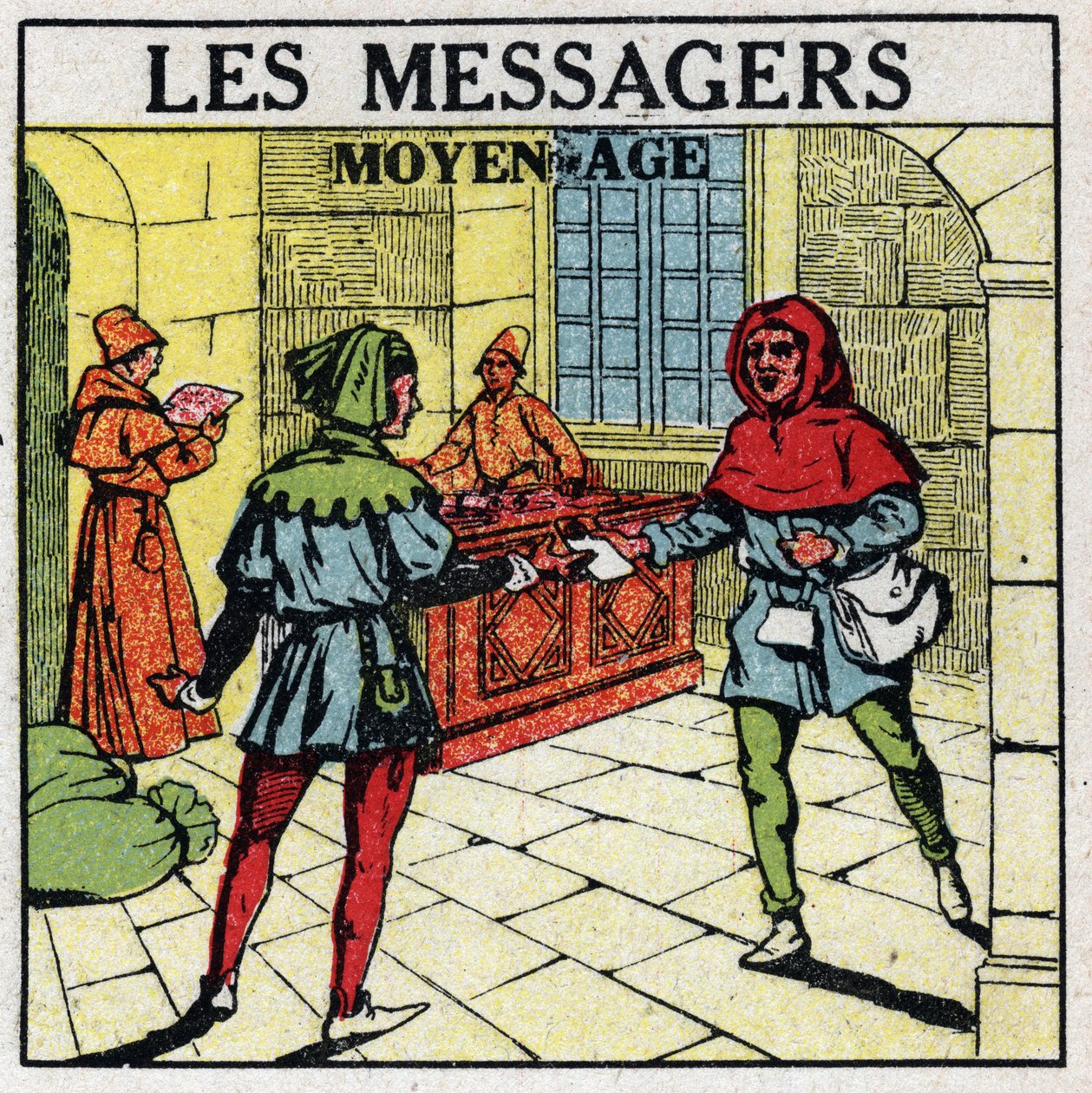 Courrier : Messagers au Moyen Âge. Illustration anonyme de 1925. Collection privée. - Anonymous Anonymous