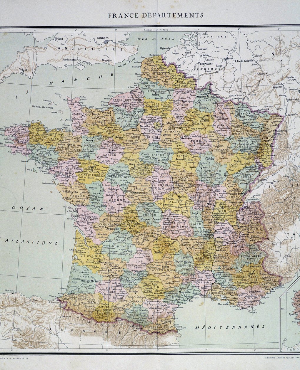 Carte : Départements de France. Atlas des années 1950. - Anonymous Anonymous
