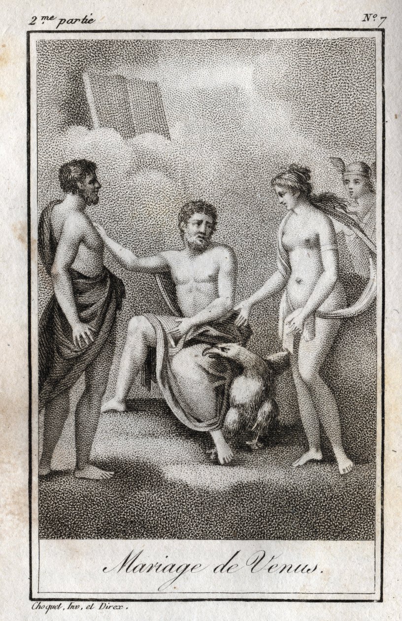 Mariage entre Mars et Vénus. Gravure de 1819 dans « Lettres à Émilie sur la mythologie » de Charles Albert Demoustier (1760-1801). Collection privée. - Anonymous Anonymous
