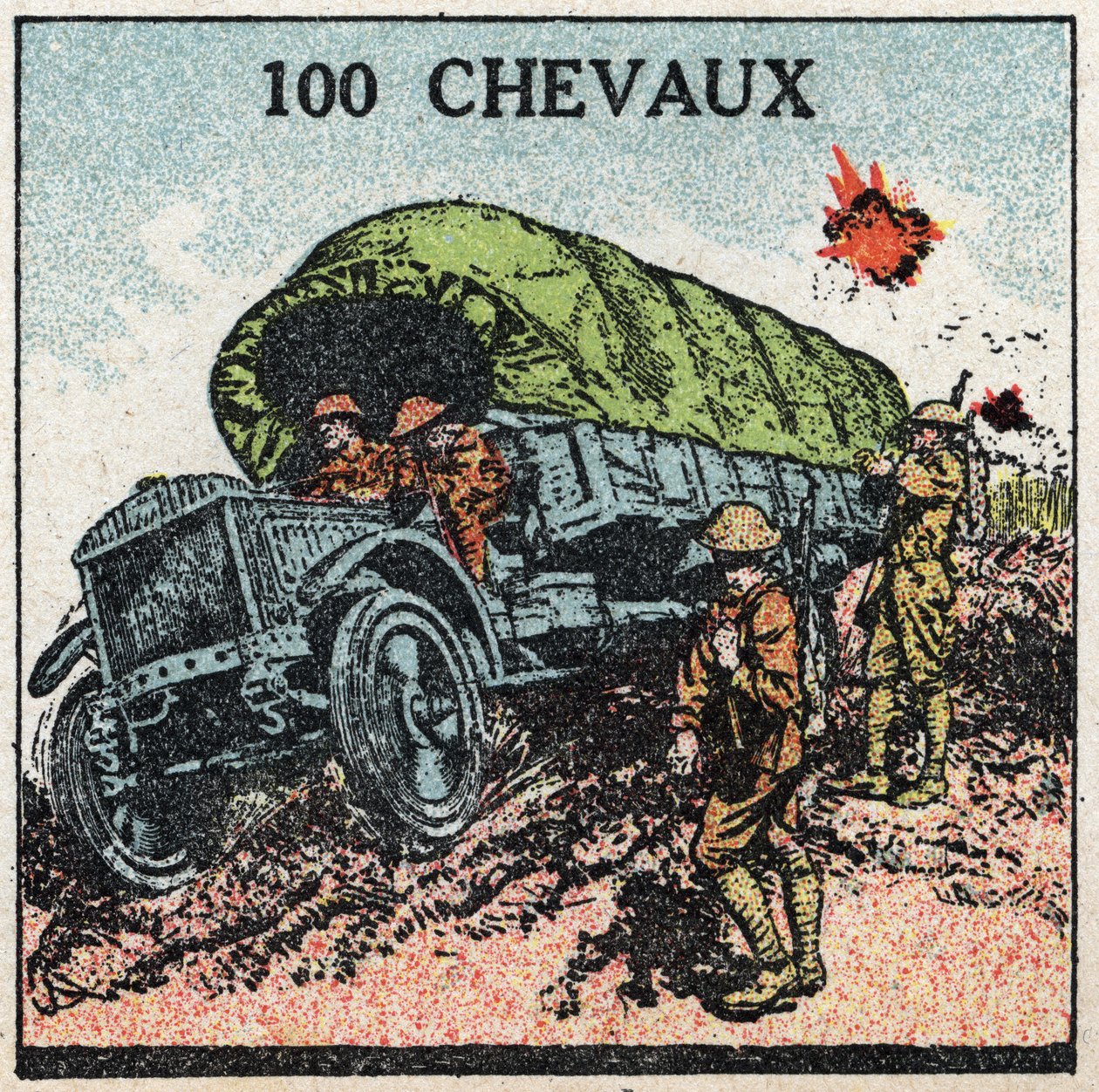 Traction mécanique : camion militaire jusqu