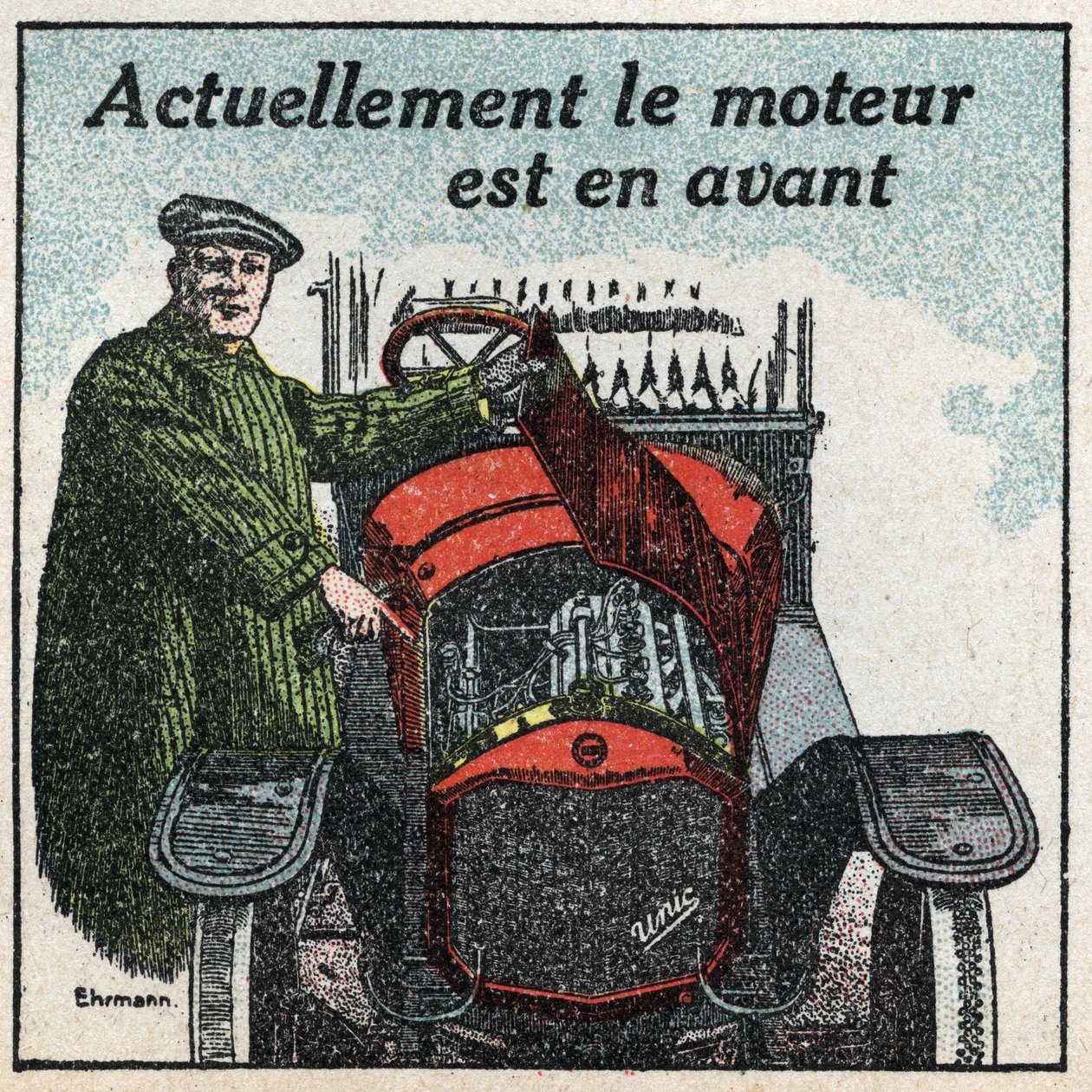 Traction mécanique : le moteur des années 1920 est en avance. Illustration anonyme de 1925. Collection privée. - Anonymous Anonymous