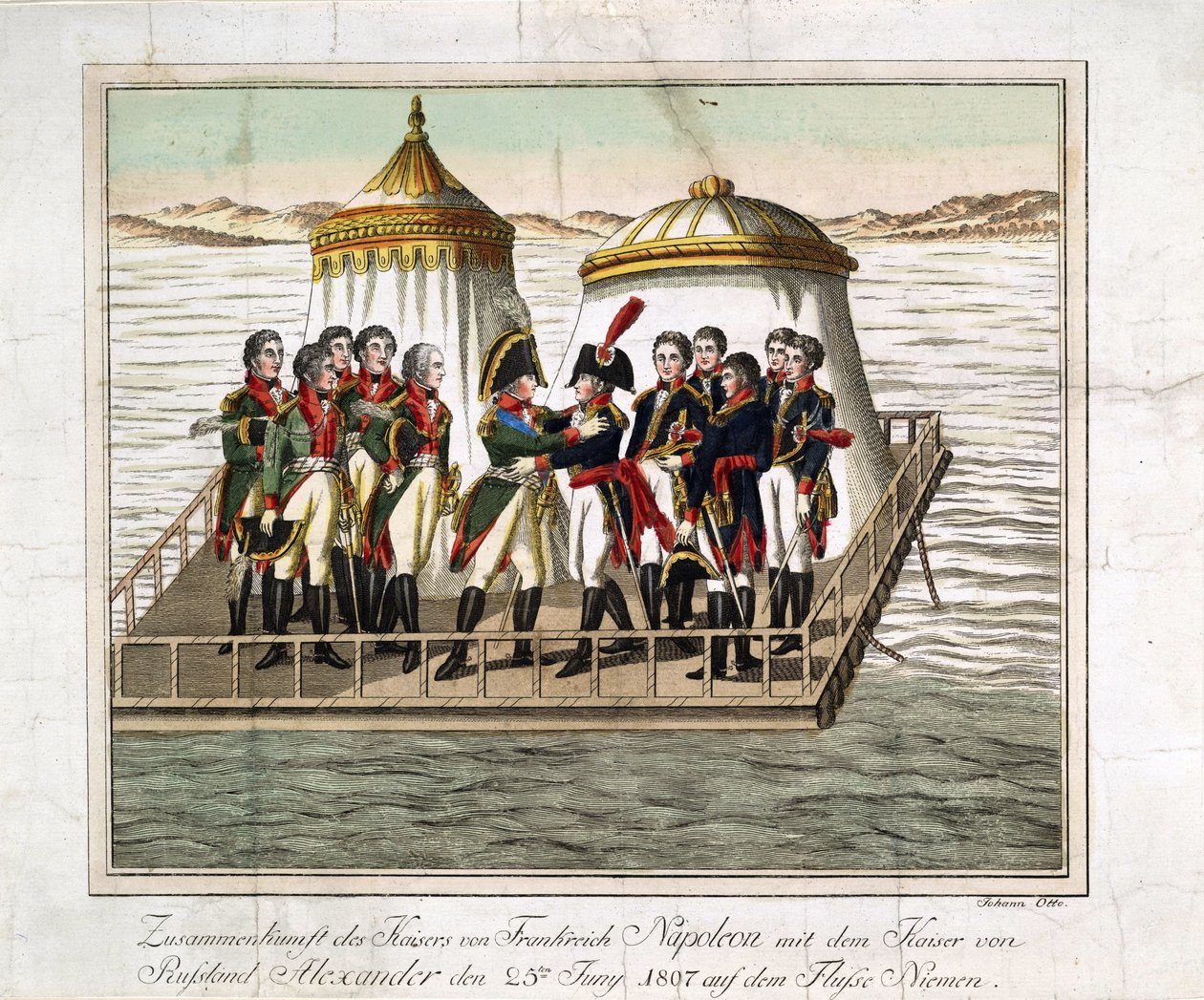 Rencontre des empereurs Alexandre Ier de Russie et Napoléon Ier de France au Neman près de Tilsit - Anonymous Anonymous