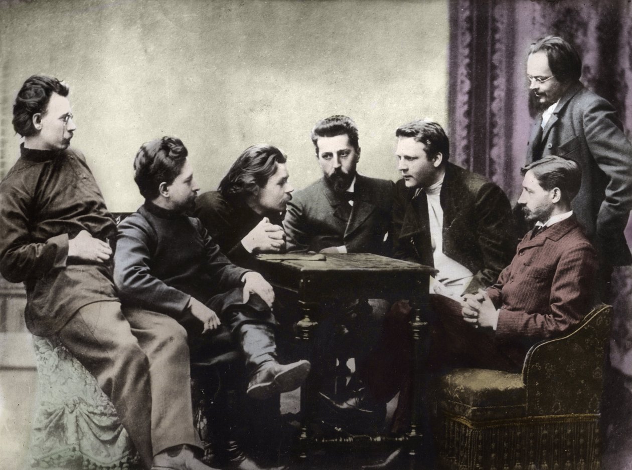 Membres du cercle littéraire Sreda, formé dans la seconde moitié des années 1890 par des écrivains réalistes russes - Portraits d