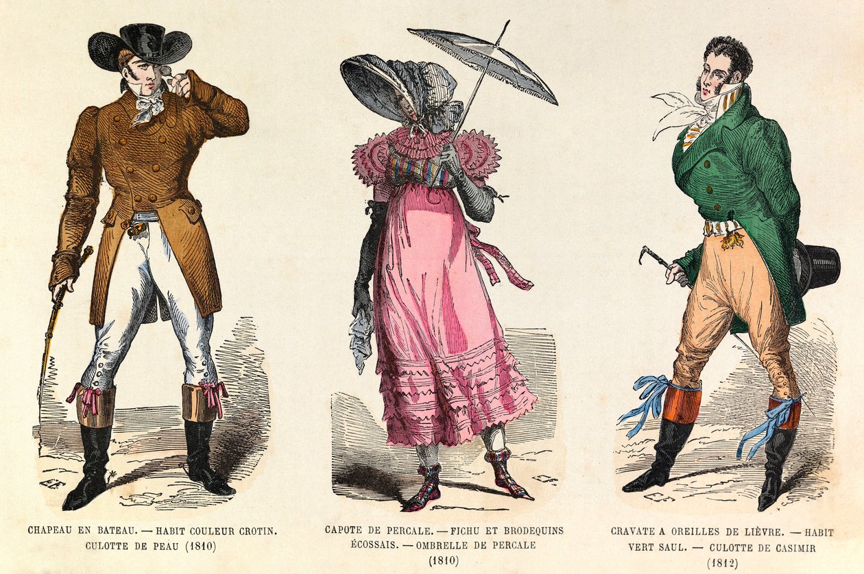 Costumes masculins et féminins entre 1810 et 1812 à Paris (règne de l