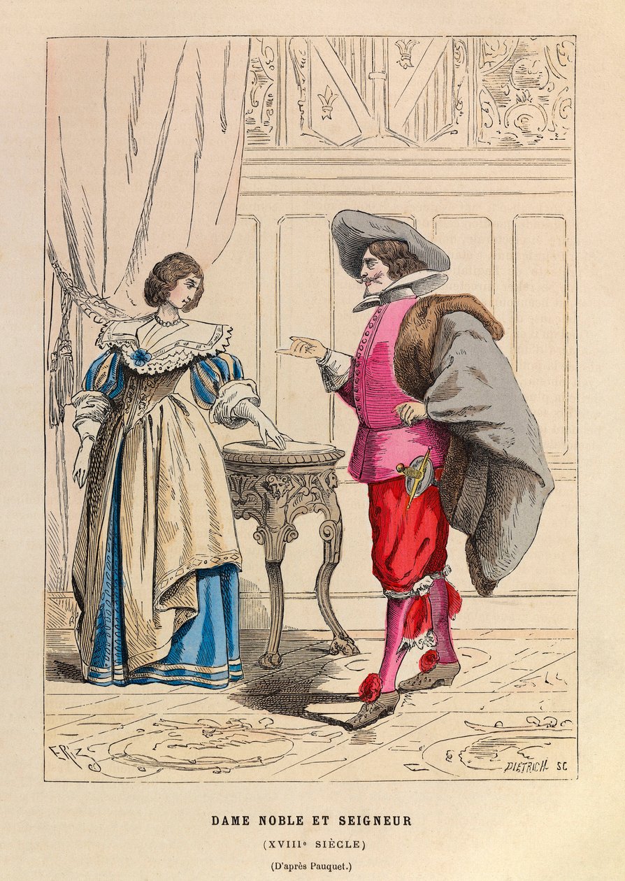 Noble et noble dame en costumes du 18ème siècle - Collection privée - Anonymous Anonymous