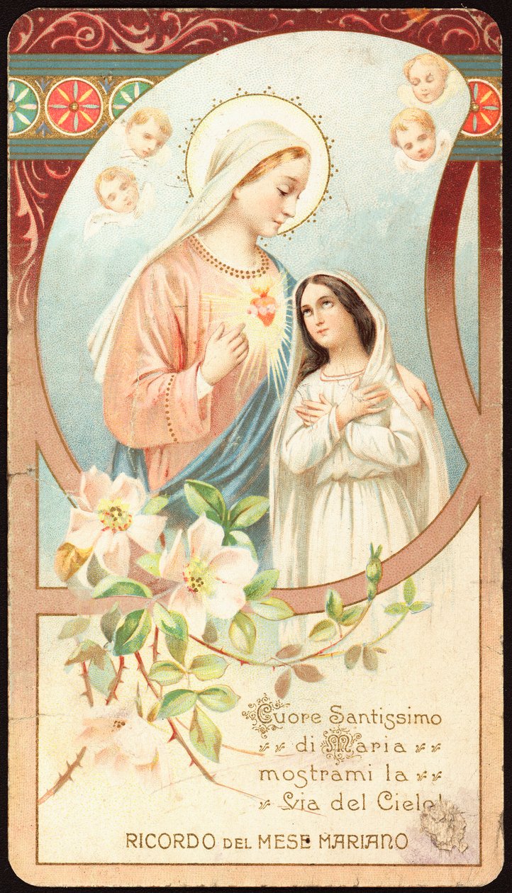 Notre-Dame protégeant et guidant le chemin vers le ciel. Image pieuse. 20e siècle. Collection privée - Anonymous Anonymous