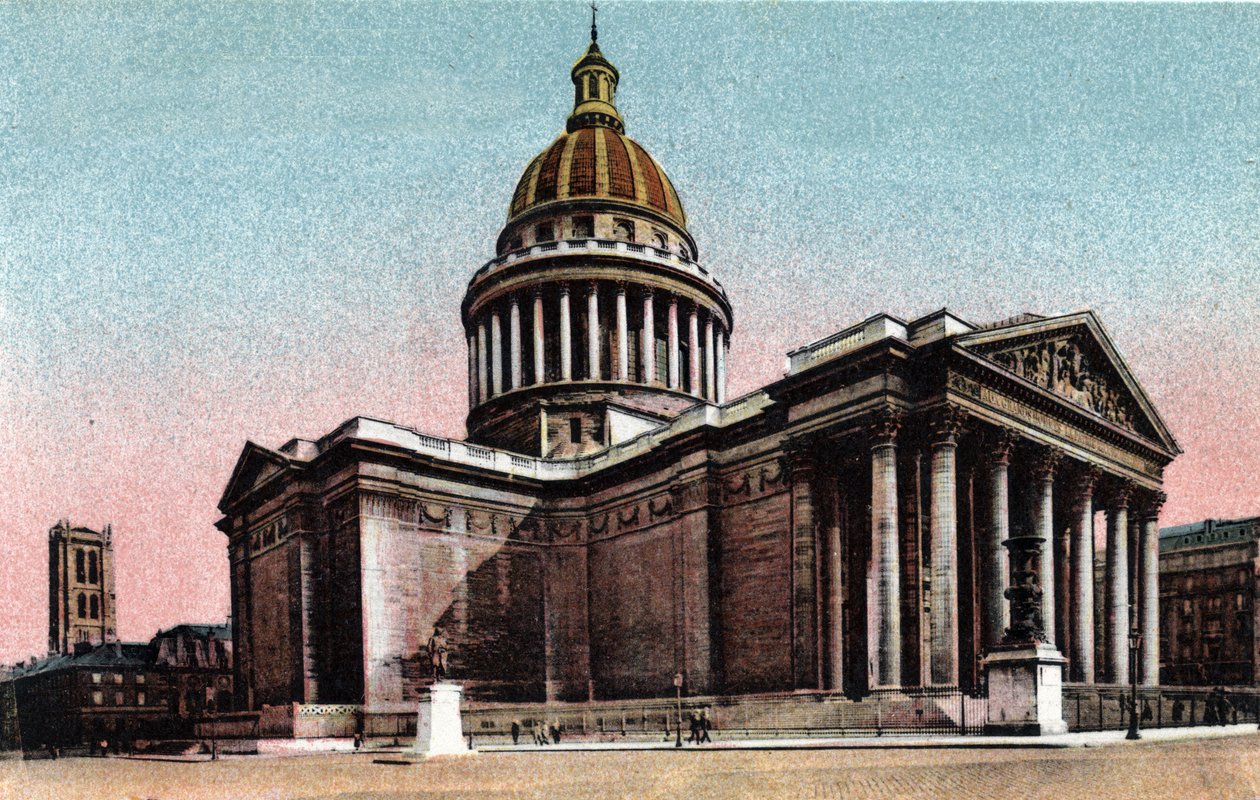 Paris : vue extérieure du Panthéon construit en 1757-1790 par Jacques Germain Soufflot (1713-1780). Photographie de 1920 dans "Album artistique" de la ville de Paris. Collection privée. - Anonymous Anonymous