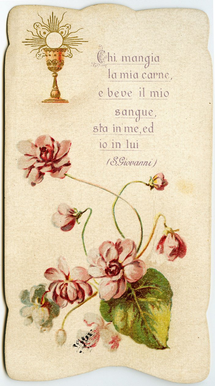 Image pieuse : Eucharistie, Qui mange mon corps et boit mon sang demeure en moi et moi en lui (gravure) - Anonymous Anonymous