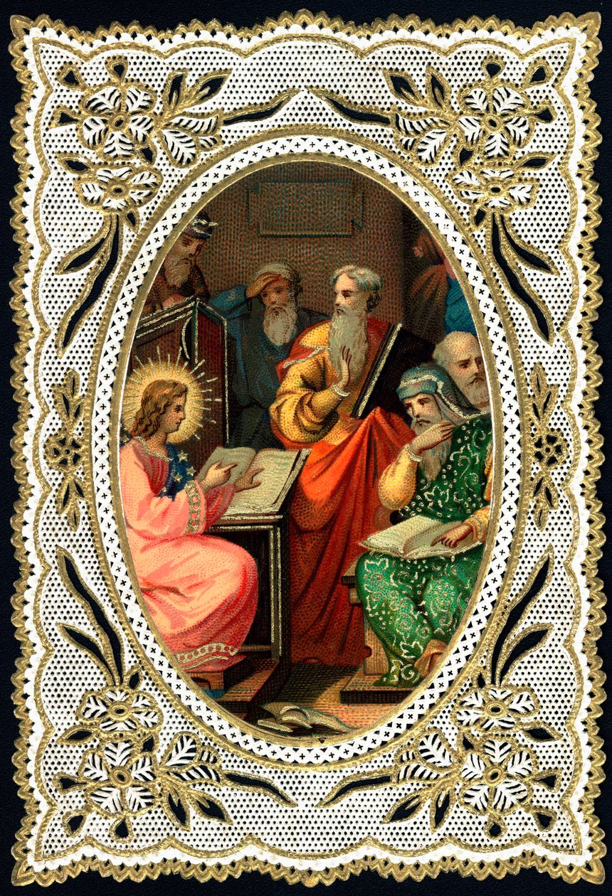 Image pieuse : Jésus enfant avec les docteurs