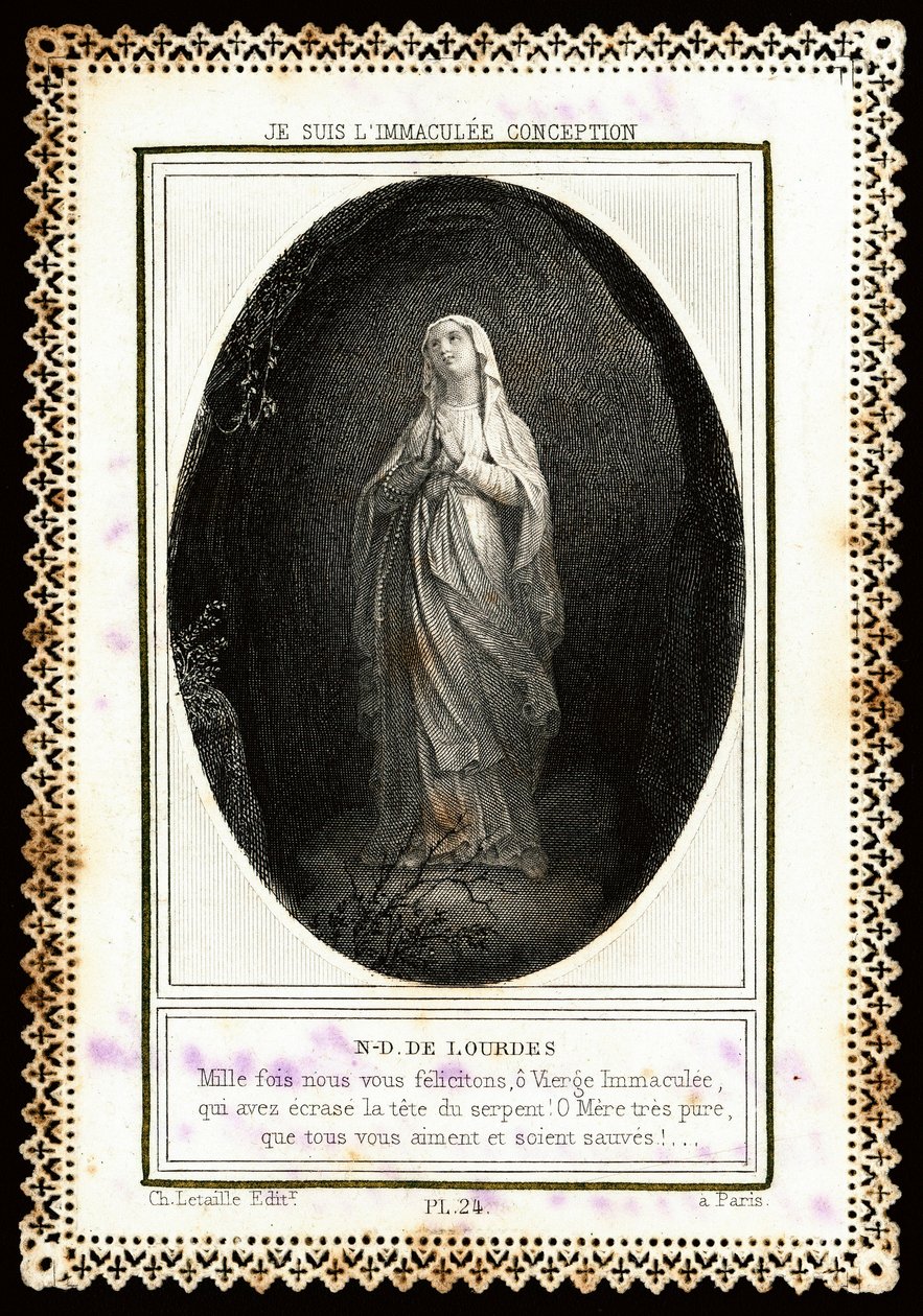 Image pieuse : « Notre Dame de Lourdes ». Carte dentelée. 19e siècle. Collection privée - Anonymous Anonymous