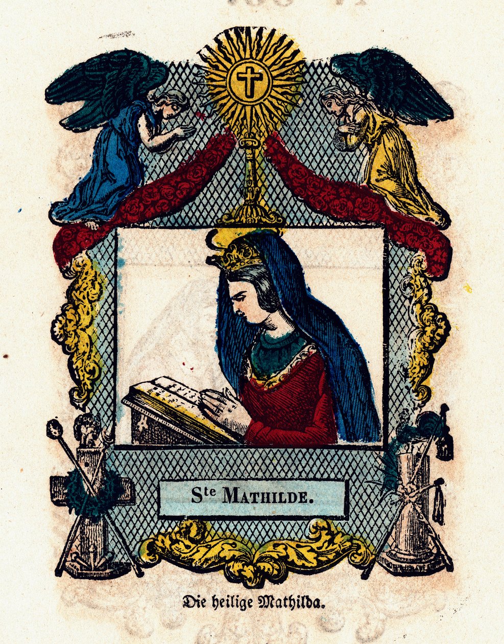 Image pieuse : Sainte Mathilde. Gravure du 19e siècle. Collection privée